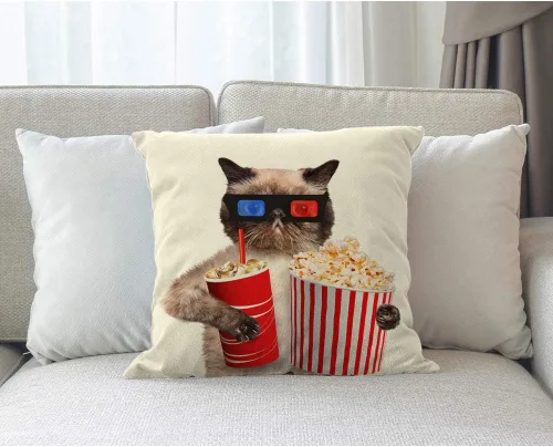 Vista 7 de Moslion Almohadas decorativas para gatos, funda de almohada de 18 x 18 pulgadas, funda de almohada cuadrada de lino y algodón, para sofá y dormitorio