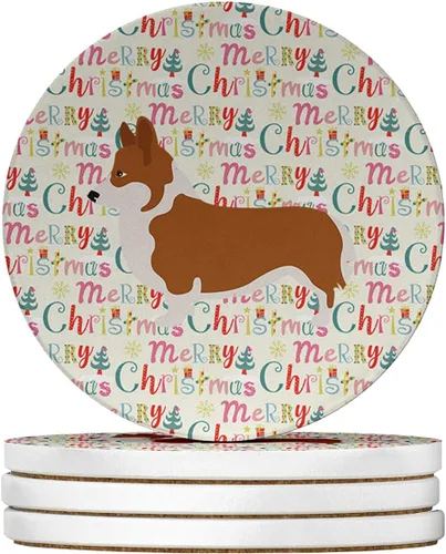 Vista 42 de AIDI Atlas Mountain Dog Merry Christmas - Posavasos grandes de piedra arenisca, paquete de 4