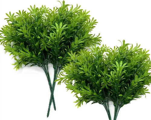 Vista 19 de Arbustos artificiales, plantas de plástico, hierba de bambú, vegetación falsa, exterior, interior, jardín, terraza, parterre, guirnalda de boda