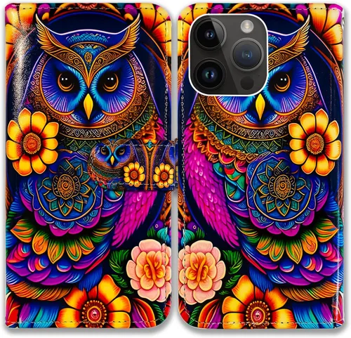 Vista 24 de Bcov Funda para iPhone 15 Pro Max, funda de piel con tapa y soporte para tarjeta y soporte para iPhone 15 Pro Max