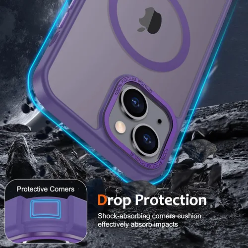 Vista 296 de Anuck - Funda magnética para iPhone 11 compatible con MagSafe, carcasa trasera mate translúcida dura, borde de TPU, delgada, resistente a impactos