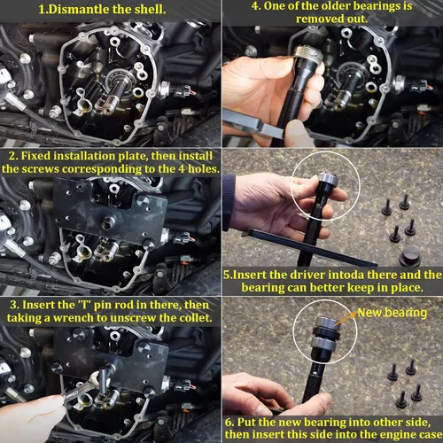 Vista 3 de Kit instalador y extractor de cojinetes de leva interior compatibles con Harley Davidson TC 88 96 103 110 Twin Cam & Dyna