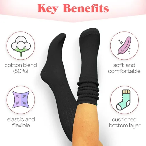 Vista 3 de HOT FEET Slouch Socks for Women and Girls - 26 Pairs Colorful Scrunch Socks, Knee High Socks Cotton, 80s 90s Long Socks