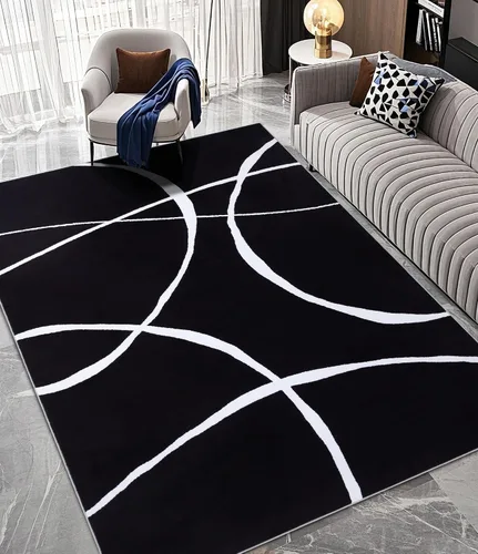 Vista 25 de YIHOUSE Alfombra lavable de 5 x 7 pies, moderna abstracta en blanco y negro, antideslizante, para dormitorio, oficina en casa (abstracto, 5 x 7 pies)
