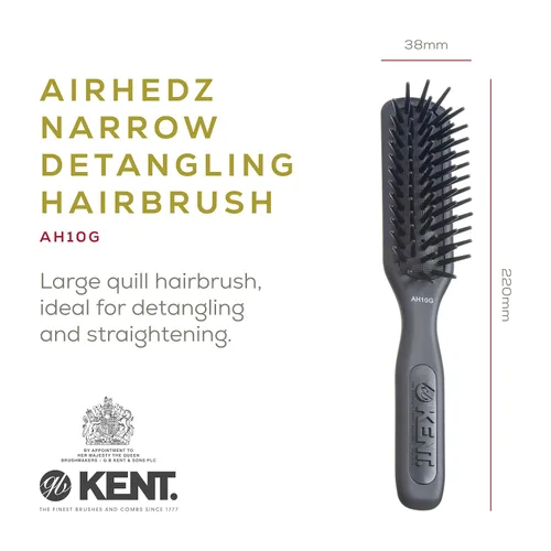 Vista 2 de Kent AH10G Airhedz Pro - Cepillo de pelo con pasador estrecho (pasador de grasa, gris)