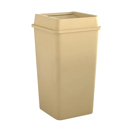 Vista 8 de Bote de basura comercial cuadrado beige de 19 galones para escuela, hotel, oficina, almacén, centro comercial, restaurante