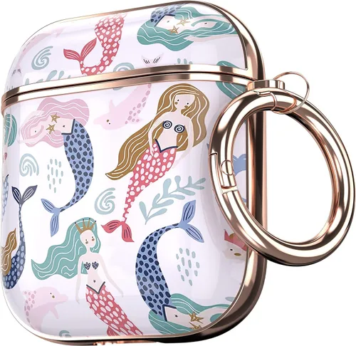 Vista 8 de Maxjoy Funda para AirPods, bonita funda protectora rígida para AirPod 2 Gen para mujeres y hombres con llavero para AirPods de 2ª generación de 1ª