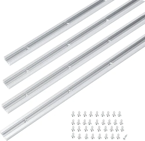 Vista 7 de T Track Kit de intersección de 3 pulgadas con tornillos para madera, perfil de doble corte con orificios de montaje preperforados, carpintería