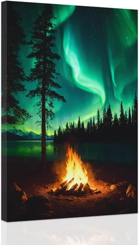Vista 7 de CCWACPP Lienzo decorativo para pared, diseño de auroras boreales, impresiones de naturaleza, paisaje, nieve, montaña, decoración para sala de estar