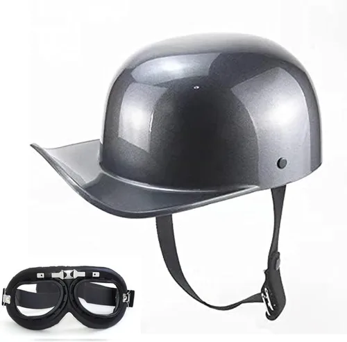 Vista 10 de Casco de béisbol vintage para motocicleta, media gorra con gafas para hombres y mujeres adultos, ciclomotor, moto, moto, moto, moto, Street Cruiser