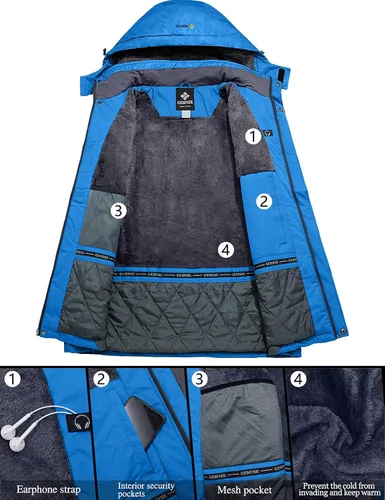 Vista 3 de GEMYSE - Chaqueta de esquí impermeable resistente al viento lluvia y nieve para hombre