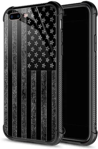 Vista 26 de ZHEGAILIAN Funda compatible con iPhone 7P/8P, AK 47, carcasa de munición para ametralladora AK 47, parte trasera de vidrio templado + funda