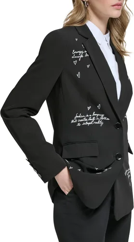 Vista 3 de Karl Lagerfeld Paris Women's Fitted Blazer with Script Detail