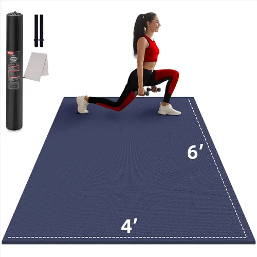 Vista 18 de GymCope - Alfombra grande para entrenar en casa, 12 x 6 pies, 10 x 6 pies, 9 x 6 pies, 8 x 6 pies, 7 x 5 pies, 6 x 4 pies, extragrueso, alfombra