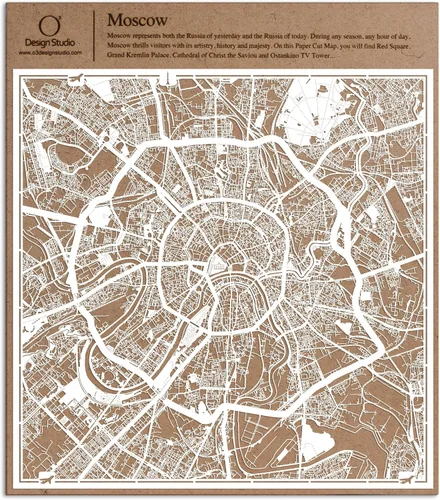 Vista 135 de O3 Design Studio Aberdeen - Mapa de papel cortado en papel blanco de 12 x 12 pulgadas
