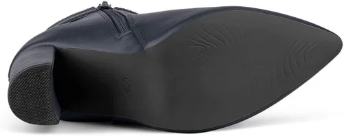 Vista 5 de Allegra K Botines de tacón decorativo con hebilla en punta para mujer
