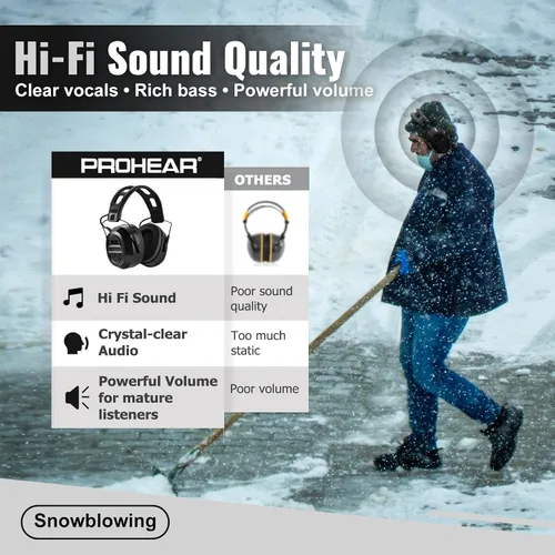 Vista 2 de PROHEAR 039 Bluetooth 6.0 Hearing Protection with 26dB NRR OSHA Approved, Rechargeable 1100mAh Battery for 4 wks Runtime