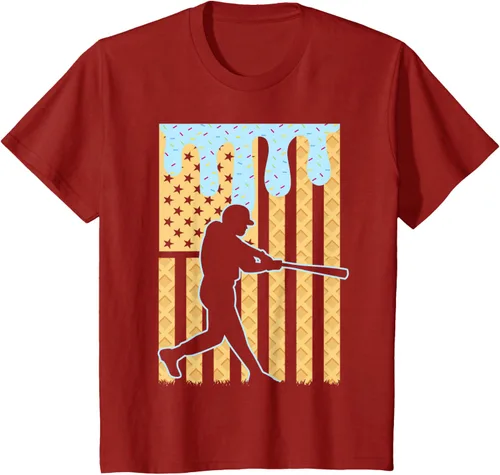Vista 49 de Camiseta de béisbol Drip Boys Dripping Ice Cream Baseball American Flag, Negro -, Pequeña