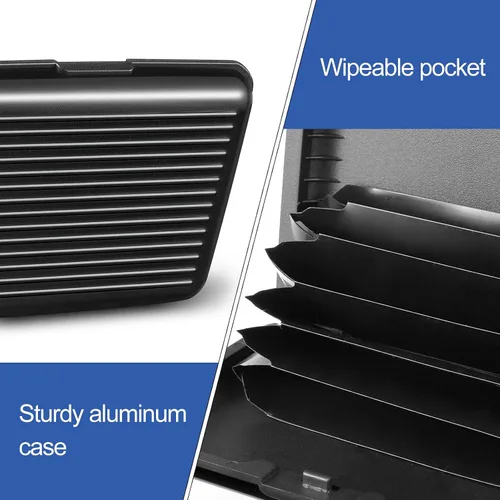 Vista 5 de 2 piezas de soporte delgado para tarjetas de crédito mini protector de tarjeta de crédito protector de aluminio para tarjetas de visita organizador
