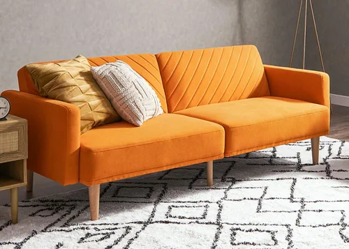 Vista 24 de mopio Sofá cama futón de 76.4 pulgadas, sofá biplaza, sofá cama, sofá futón moderno de mediados de siglo, sofá cámara, sofás para sala de estar