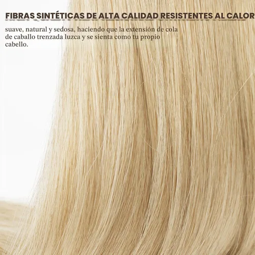 Vista 3 de Barsdar Extensión de 26 Pulgadas de Cola de Caballo Trenzada Larga con Banda Elástica - Extensiones de Cabello en Cola de Caballo Recta y Elegante