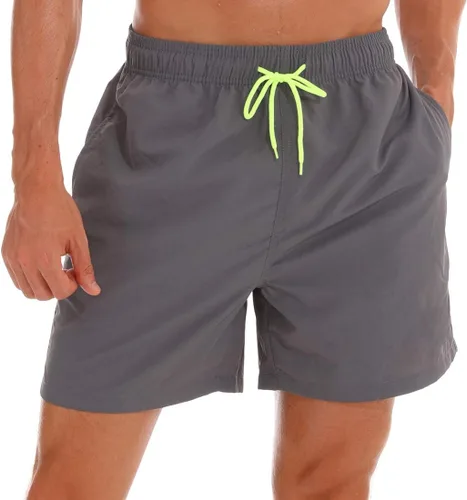 Vista 12 de SILKWORLD Traje de baño para hombre, pantalones cortos de playa de secado rápido con bolsillos Ejército Verde-ag