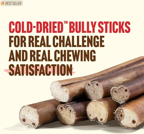 Vista 2 de Natural Farm Cold-Dried™ Bully Sticks de 6 pulgadas (5 unidades) - Masticables para perros sin olor, con alto contenido de proteínas, 100% carne