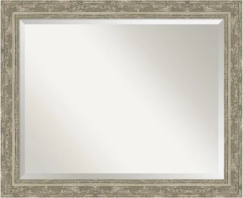 Vista 27 de Amanti Art - Espejo de baño plateado para sobre lavabo, espejo rectangular de níquel cepillado de 33x43, marco moderno extragrande, se cuelga