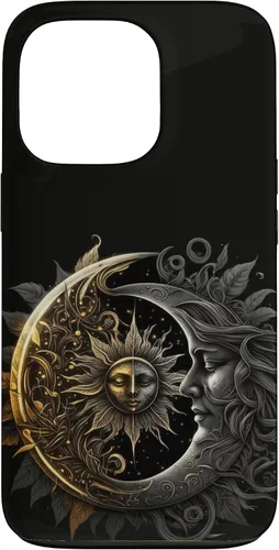 Vista 10 de Moon And Sun Celestial Yin And Yang Leaves Case for iPhone 16