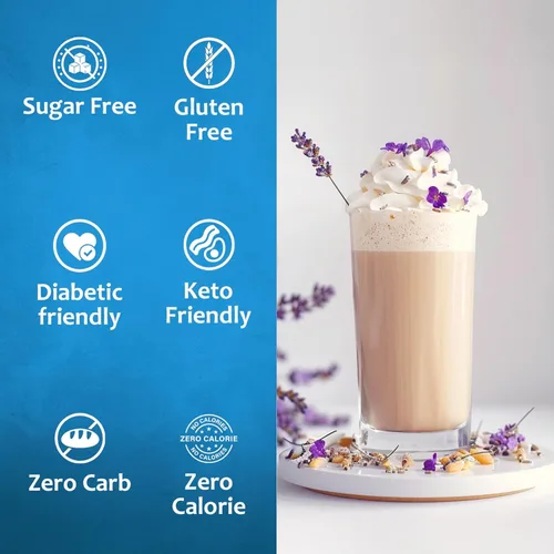 Vista 4 de Syruvia - Jarabe de café sin azúcar, jarabe con sabor a lavanda para bebidas, lattes y postres, 25.4 onzas líquidas