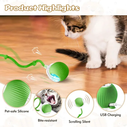 Vista 6 de Pelota interactiva para gatos de interior, bola para mascotas, juguete automático mejorado 2025 para gatos adultos aburridos de interiores, juguete