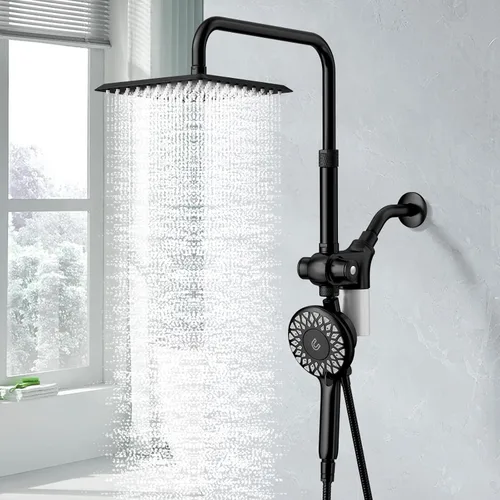 Vista 9 de SINGSUO Filtered Rain Shower Head with Handheld Spray Combo, High Pressure Dual Shower Head with Filter for Hard Water, Modern Magnetix Double