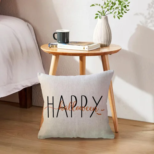Vista 2 de ULOVE LOVE YOURSELF Fundas de almohada decorativas de Halloween negras de 18 x 18 pulgadas, fundas de almohada de murciélago para decoración