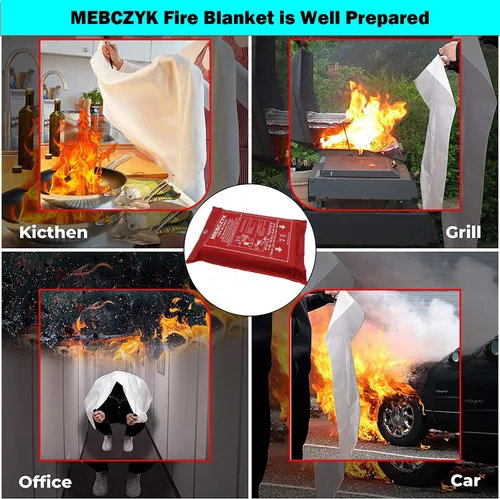 Vista 7 de Manta de emergencia para cocina con revestimiento de silicona. Manta ignífuga para el hogar para cocina, campamento, oficina, barbacoa, soldadura
