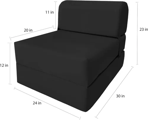 Vista 3 de D&D Futon Furniture. Silla plegable de espuma, sofá de estudio, colchón de espuma plegable para invitados (6 x 24 x 70 pulgadas, negro)