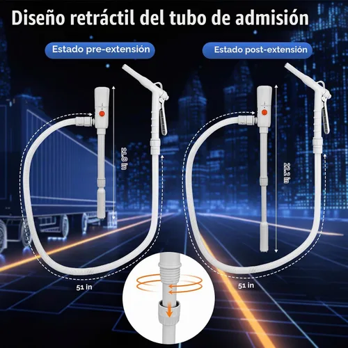 Vista 2 de Bomba de transferencia de gas portátil con batería, bomba de transferencia de combustible de 2.8 GPM con boquilla manual para control de flujo