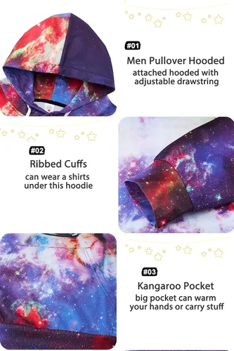 Vista 5 de RAISEVERN Sudadera con capucha para hombre y mujer, con estampado 3D, forro polar, manga larga, sudadera con capucha