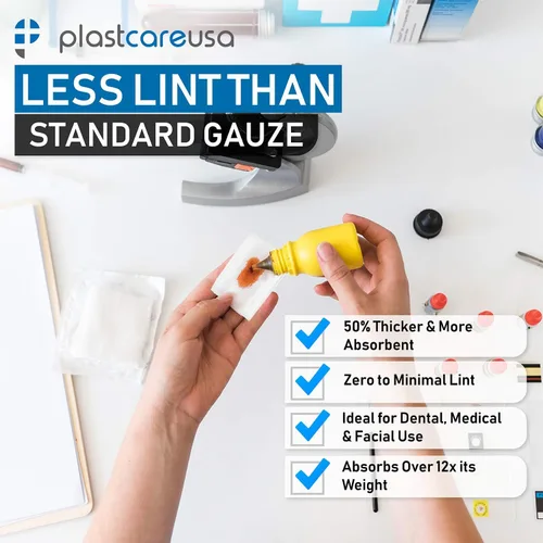 Vista 4 de 200 almohadillas de gasa de 3 x 3 – esponjas de gasa no tejidas suaves de 4 capas – Gasa dental no estéril y toallitas estéticas – Cuadrados de gasa