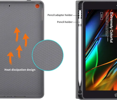 Vista 8 de HFcoupe Funda protectora de soporte multiángulo para iPad de 9ª, 8ª y 7ª generación (2021/2020/2019), funda protectora con soporte multiángulo