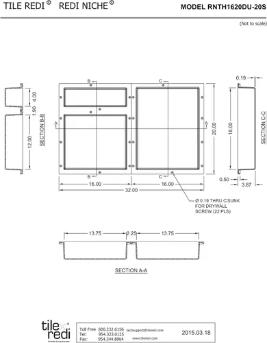 Vista 7 de Redi Niche - Estante de ducha empotrado triple nicho negro, tres estantes interiores, 32 pulgadas de ancho x 20 pulgadas de alto x 4 pulgadas