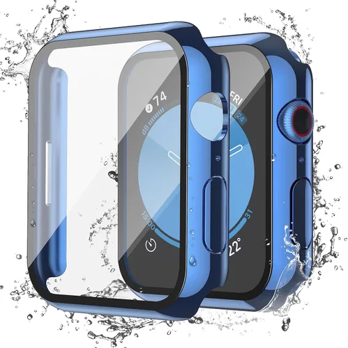 Vista 38 de Misxi Paquete de 2 fundas impermeables con botón diseñadas para Apple Watch Series 3 Series 2 de 38mm, funda rígida de policarbonato anticaídas