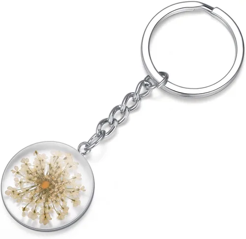 Vista 11 de Pressed Flower Keychain Charms Forget-Me-Not Keychain Personalized Handmade Keychain Gifts for Her
