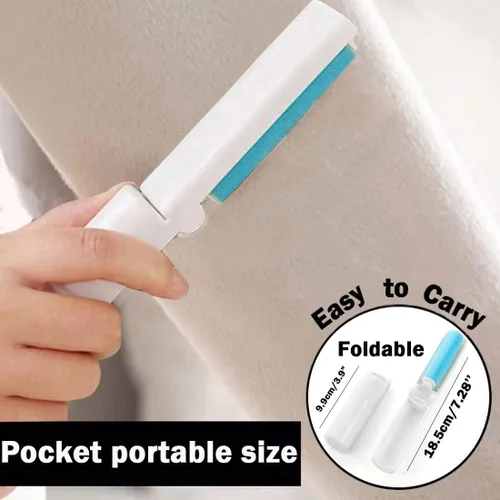 Vista 5 de Rodillo de pelusa grande reutilizable de 8 pulgadas, removedor de pelo de mascotas adhesivo lavable con mango largo extensible retráctil, gran