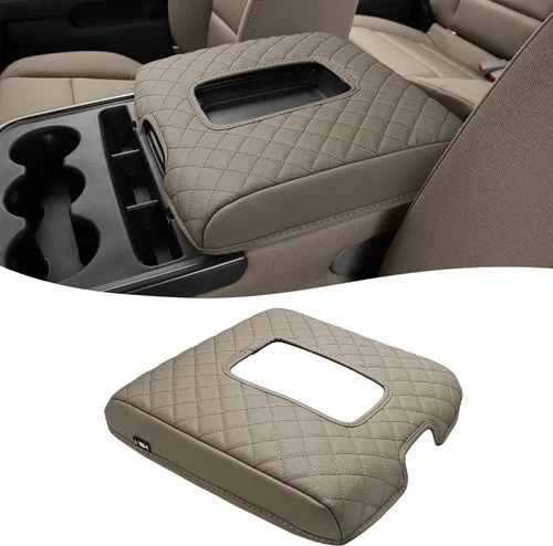 Vista 8 de KBH Funda para reposabrazos de consola central para Chevy Silverado y GMC Sierra 1500 2500 3500 2014-2018, de vinilo y cuero, accesorios para tapa