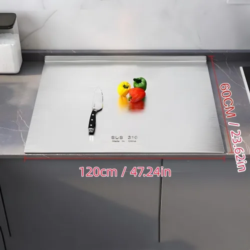 Vista 2 de Tabla de cortar de acero inoxidable, tablas de cortar para cocina, tabla de cortar, tabla de cortar grande para cortar carne, verduras, frutas