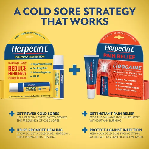 Vista 6 de Herpecin L - Bálsamo labial en barra con SPF30 y lisina; protege y trata el herpes labial y ampollas de fiebre, labios agrietados, 0.1 onzas