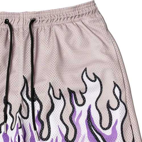 Vista 7 de BOOMLEMON Pantalones cortos de baloncesto para hombre, pantalones cortos deportivos de entrenamiento casual con estampado gráfico de llama de malla