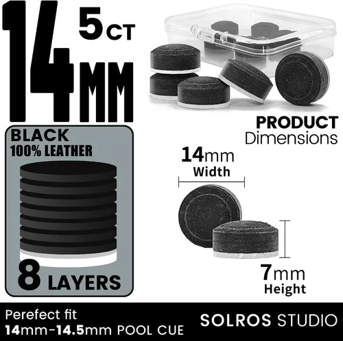Vista 2 de SOLROS - Puntas de repuesto para taco de billar de 8 capas múltiples Negro