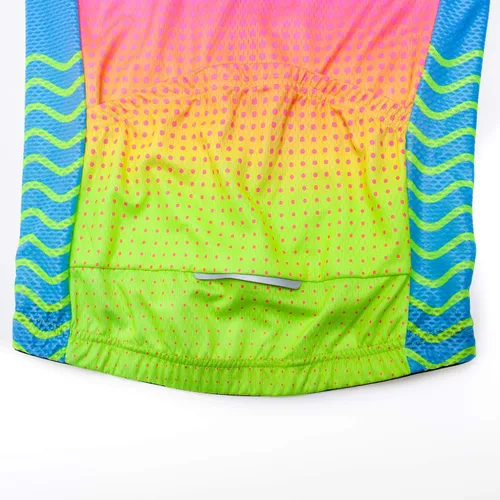 Vista 7 de Maillot de ciclismo de manga corta para mujer, ropa de bicicleta, chaqueta de bicicleta con bolsillos, transpirable