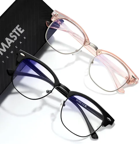 Vista 16 de Blue Light Blocking Glasses Anti Eyestrain Computer Gaming Glasses Vintage Half Frame UV Clear Lens for Women Men
